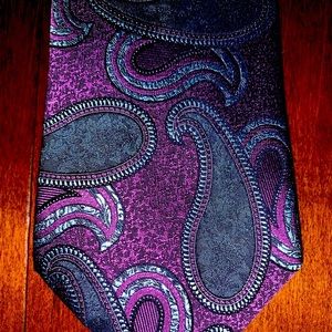 Ermenegildo Zegna Tie Paisley Print Purple and Gray